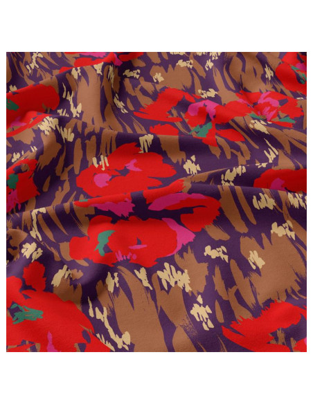 Tejido de viscosa - Amaya violeta y rojo