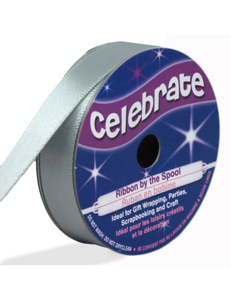 Cinta de satén Celebrate gris - 13 mm x 6 metros