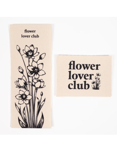Juego de 2 etiquetas tejidas - Duo Flower lover club
