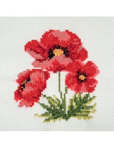 Mini kit de punto de cruz contado - Amapolas