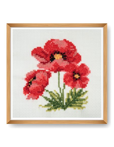 Mini kit de punto de cruz contado - Amapolas