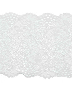 Encaje elástico de gran anchura - Blanco