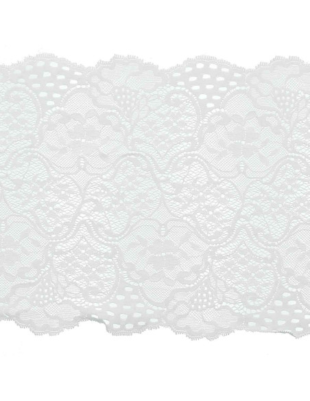 Encaje elástico de gran anchura - Blanco