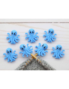 Tapones de malla para agujas de tejer - Pulpo azul 2
