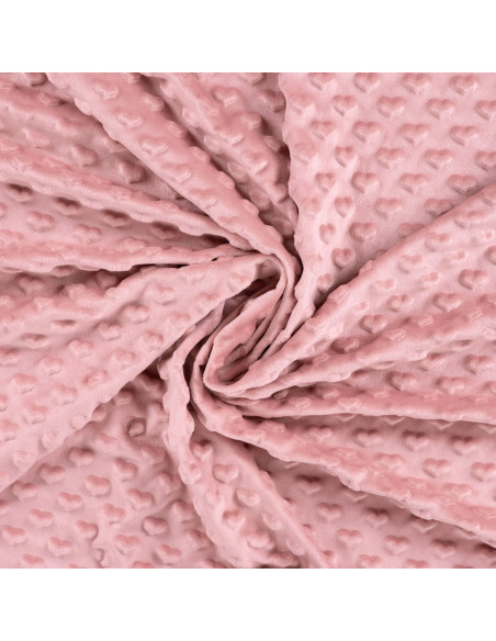 Tejido minky corazón - Rosa viejo