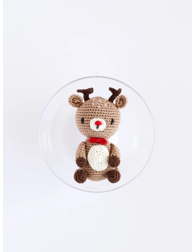 Caja de bola de Navidad amigurumi de ganchillo - El reno