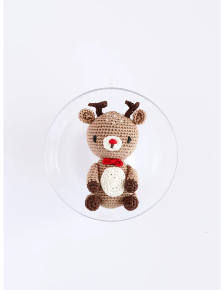 Caja de bola de Navidad amigurumi de ganchillo - El reno