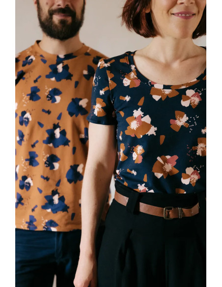 Tejido de punto de algodón Anémona Azul tinta - Églantine & Zoé