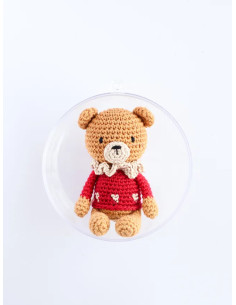 Caja de bola de Navidad amigurumi de ganchillo - El osito 2