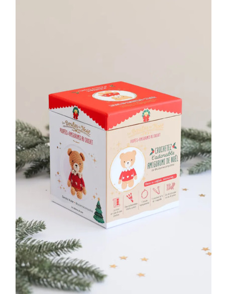 Caja de bola de Navidad amigurumi de ganchillo - El osito