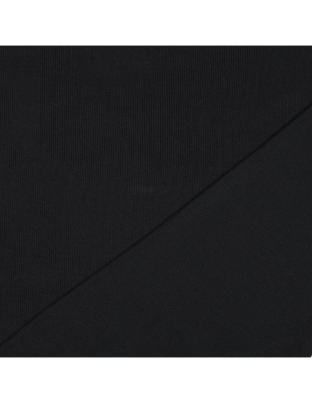 Tejido de punto jersey de algodón fino acanalado - Negro