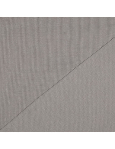 Tejido de punto jersey de algodón fino acanalado - Gris