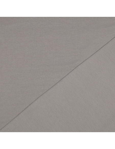 Tejido de punto jersey de algodón fino acanalado - Gris