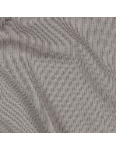 Tejido de punto jersey de algodón fino acanalado - Gris