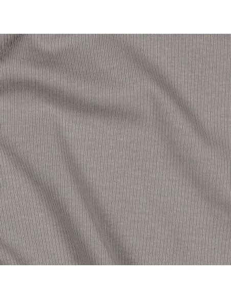 Tejido de punto jersey de algodón fino acanalado - Gris