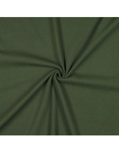 Tejido de punto jersey de algodón fino acanalado - Verde oscuro
