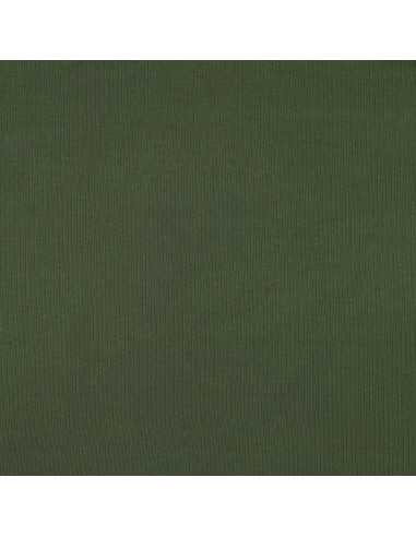 Tejido de punto de algodón fino acanalado - Verde oscuro