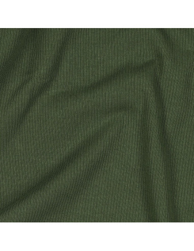Tejido de punto de algodón fino acanalado - Verde oscuro