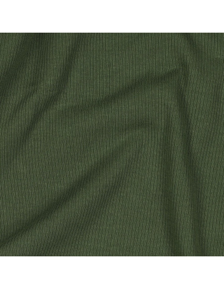 Tejido de punto de algodón fino acanalado - Verde oscuro