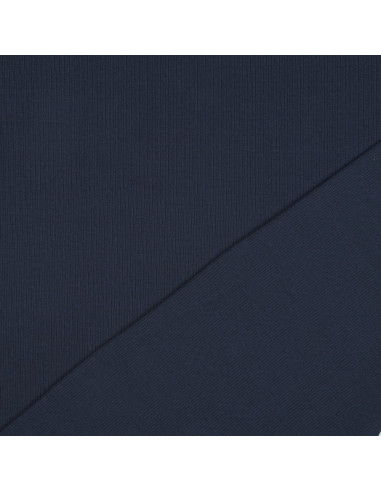 Tejido de punto fino de algodón acanalado - Azul marino