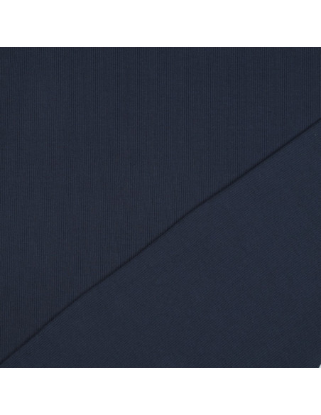 Tejido de punto fino de algodón acanalado - Azul marino