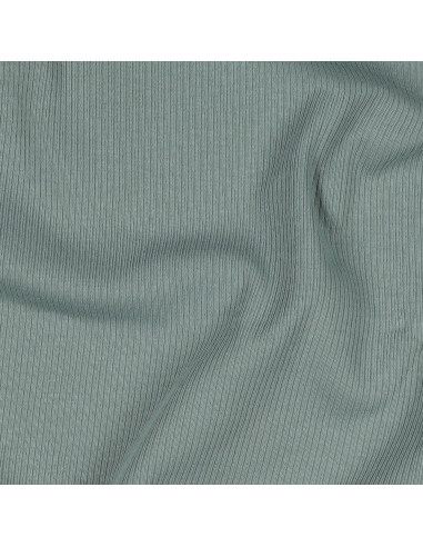 Tejido de punto fino de algodón acanalado - Verde grisáceo