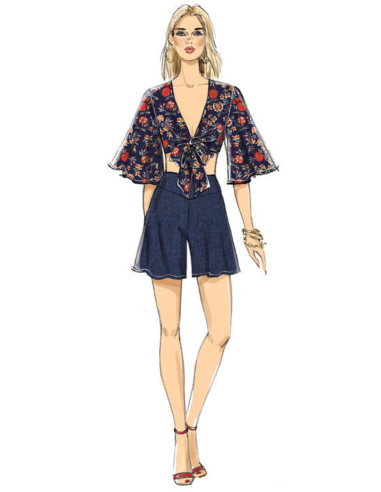 Patrón de blusas, shorts y pantalones - Vogue 9319
