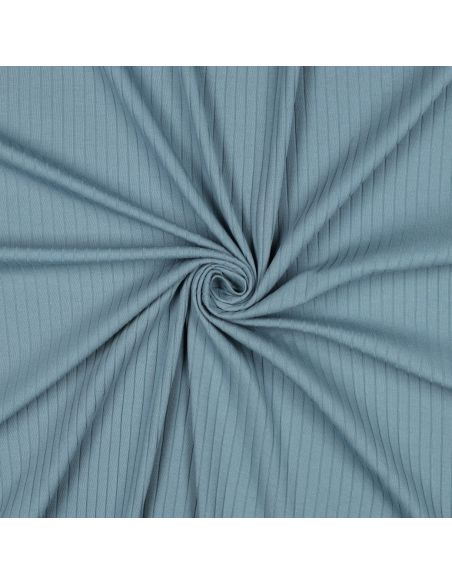 Tejido de punto de algodón ligero acanalado - Azul vaquero