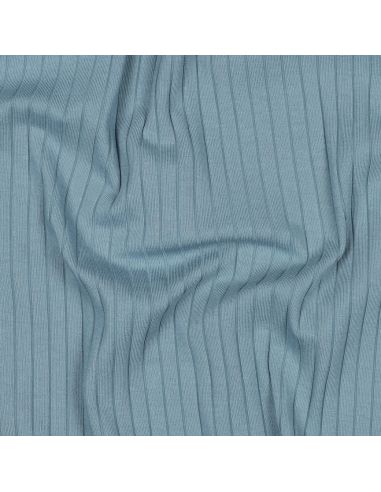 Tejido de punto de algodón ligero acanalado - Azul vaquero
