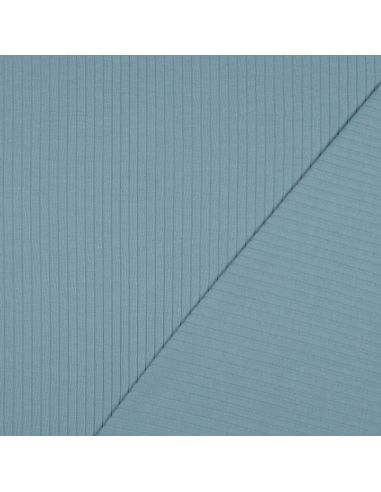 Tejido de punto de algodón ligero acanalado - Azul vaquero