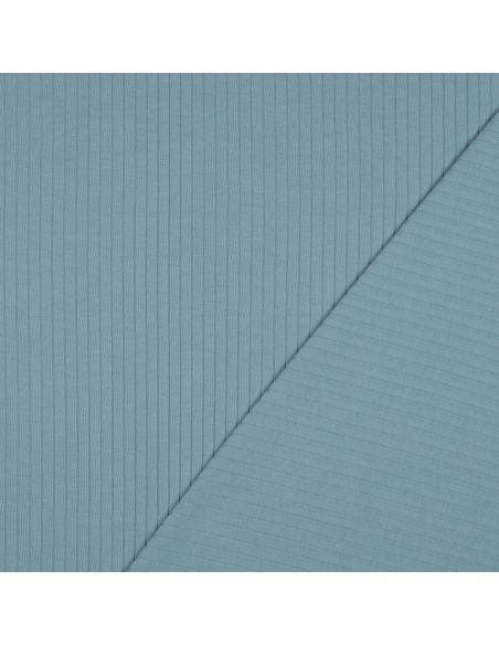 Tejido de punto de algodón ligero acanalado - Azul vaquero