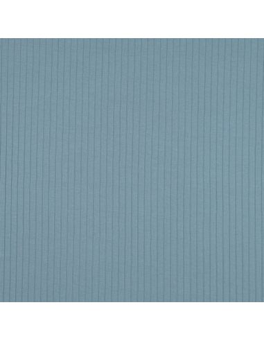 Tejido de punto de algodón ligero acanalado - Azul vaquero