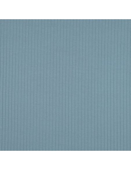 Tejido de punto de algodón ligero acanalado - Azul vaquero
