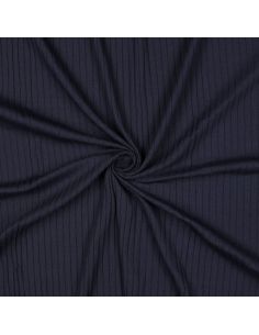 Tejido de punto de algodón ligero acanalado - Azul marino