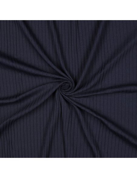Tejido de punto de algodón ligero acanalado - Azul marino