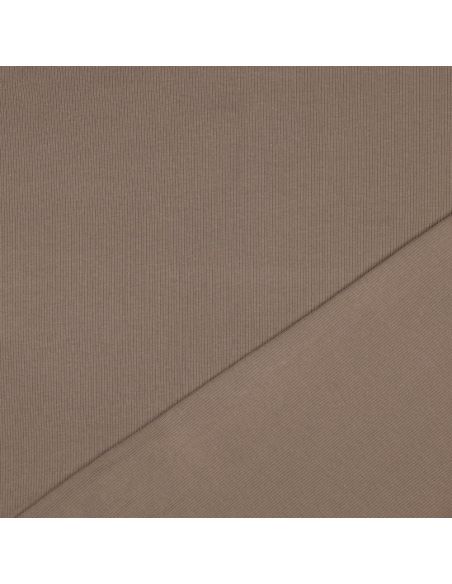Tejido de punto jersey de algodón fino acanalado - Topo