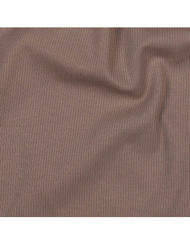 Tejido de punto jersey de algodón fino acanalado - Topo
