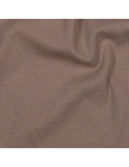 Tejido de punto jersey de algodón fino acanalado - Topo