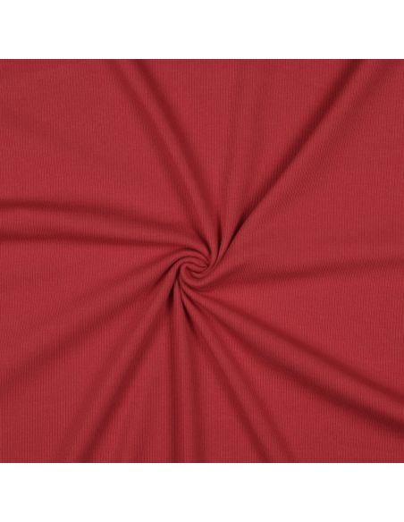 Tejido de punto jersey de algodón fino acanalado - Rojo oscuro