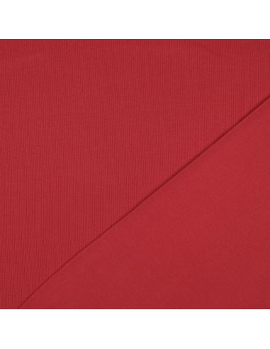 Tejido de punto jersey de algodón fino acanalado - Rojo oscuro