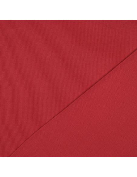Tejido de punto jersey de algodón fino acanalado - Rojo oscuro