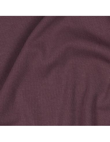 Tejido de punto jersey de algodón fino acanalado - Ciruela