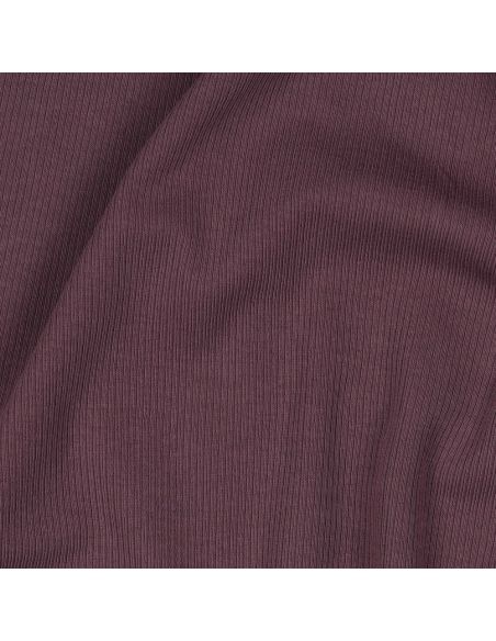 Tejido de punto jersey de algodón fino acanalado - Ciruela