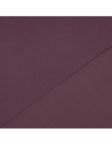 Tejido de punto jersey de algodón fino acanalado - Ciruela