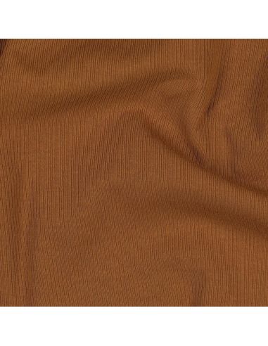 Tejido de punto fino de algodón acanalado - Cognac
