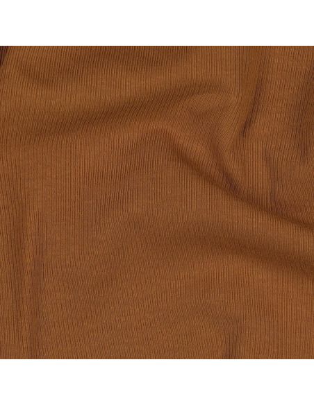 Tejido de punto fino de algodón acanalado - Cognac