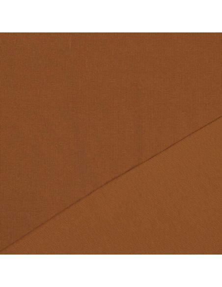 Tejido de punto fino de algodón acanalado - Cognac