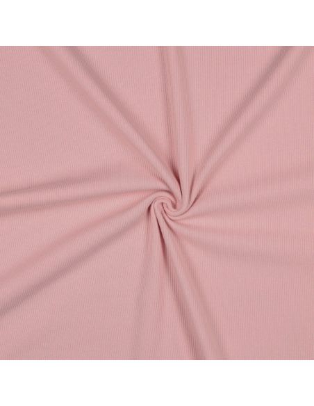 Tejido de punto jersey de algodón fino acanalado - Rosa