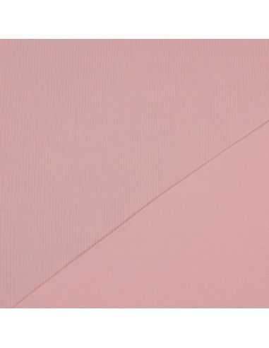 Tejido de punto jersey de algodón fino acanalado - Rosa