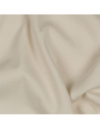 Tejido de punto jersey de algodón fino acanalado - Natural